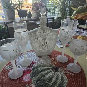 Elegant Frosted Glass Decanter Set by Art Murano from Italy